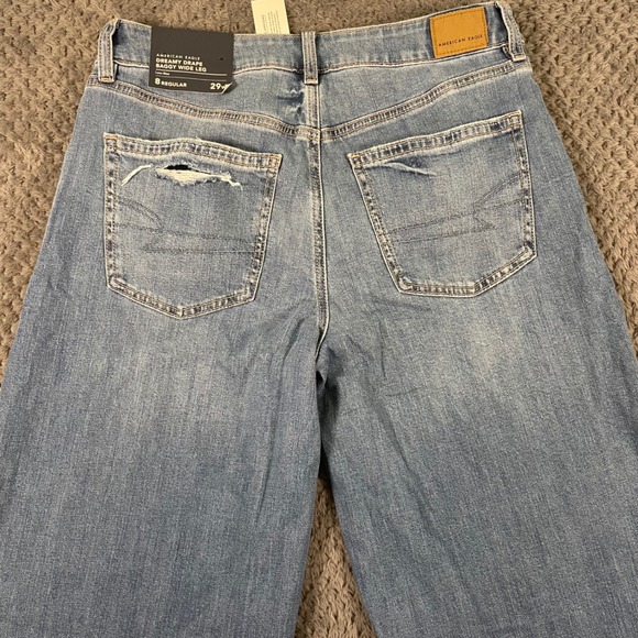 NWT American Eagle Women's Jeans Low-Rise Baggy Wide Leg Size 8R Distressed - Picture 8 of 13